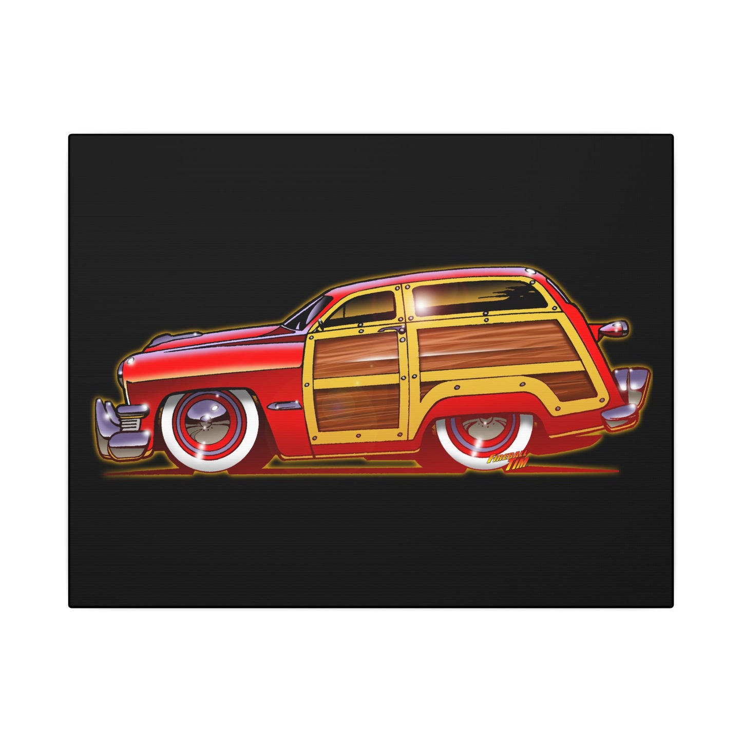 FORD WOODIE 1950 Fireball Art Canvas Print - 11x14