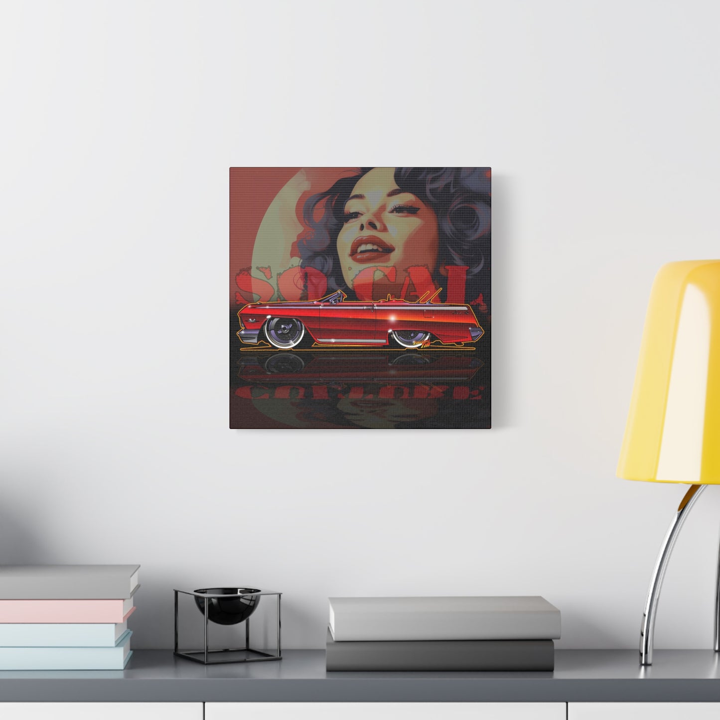 CHEVY IMPALA LOWRIDER Collectible Fireball Art Canvas Print