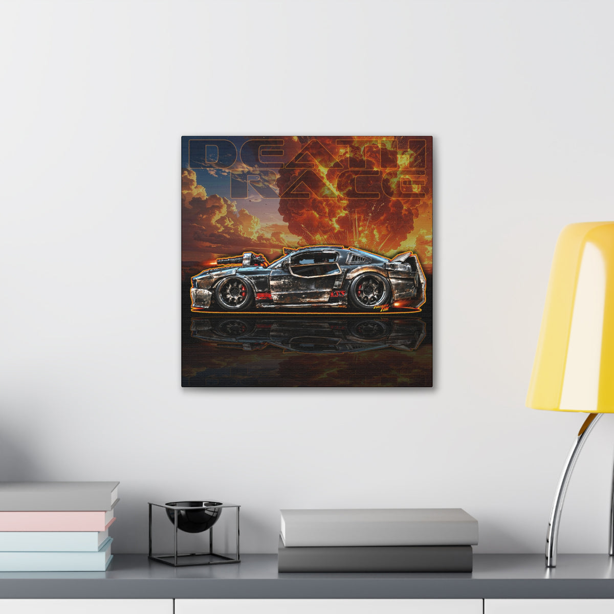 DEATH RACE MUSTANG Collectible Fireball Art Canvas Stretched Print
