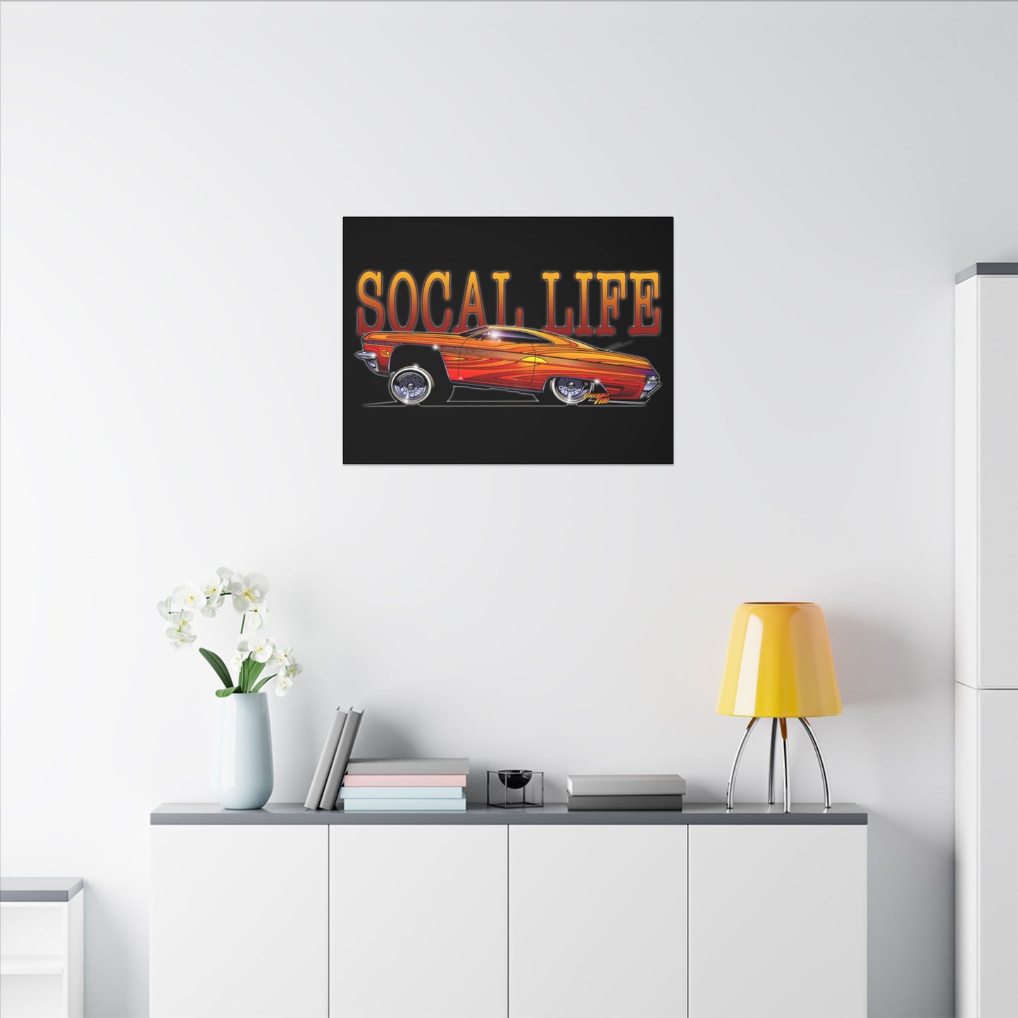 CHEVY IMPALA LOWRIDER Fireball Art Canvas Print