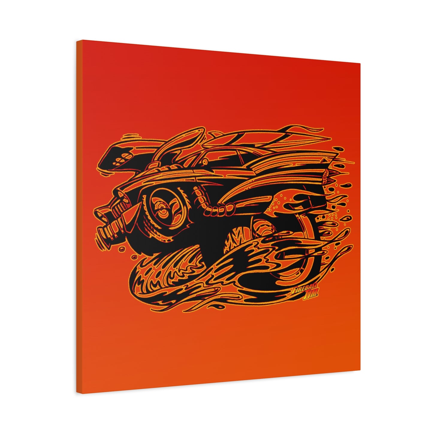 HOT ROD CHEVY Muscle Car Fireball Art Canvas Wall Print - Multiple Sizes