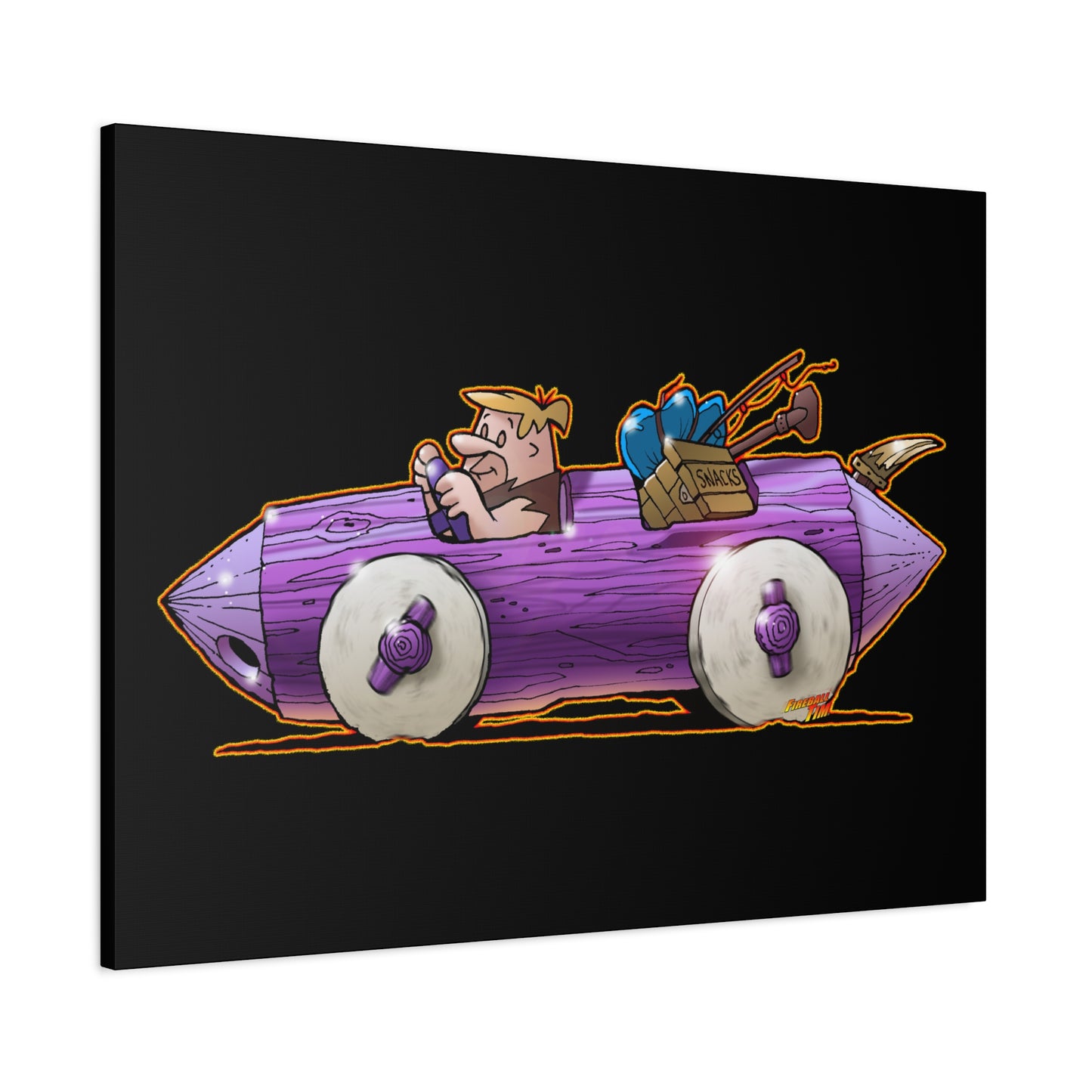 FLINSTONES BARNEY RUBBLE Fireball Art Canvas Wall Print - Multiple Sizes