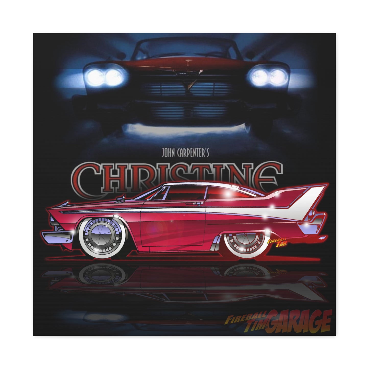 CHRISTINE Movie Car 1958 Plymouth Fury Concept Art Canvas MASTERPRINT 3 Sizes