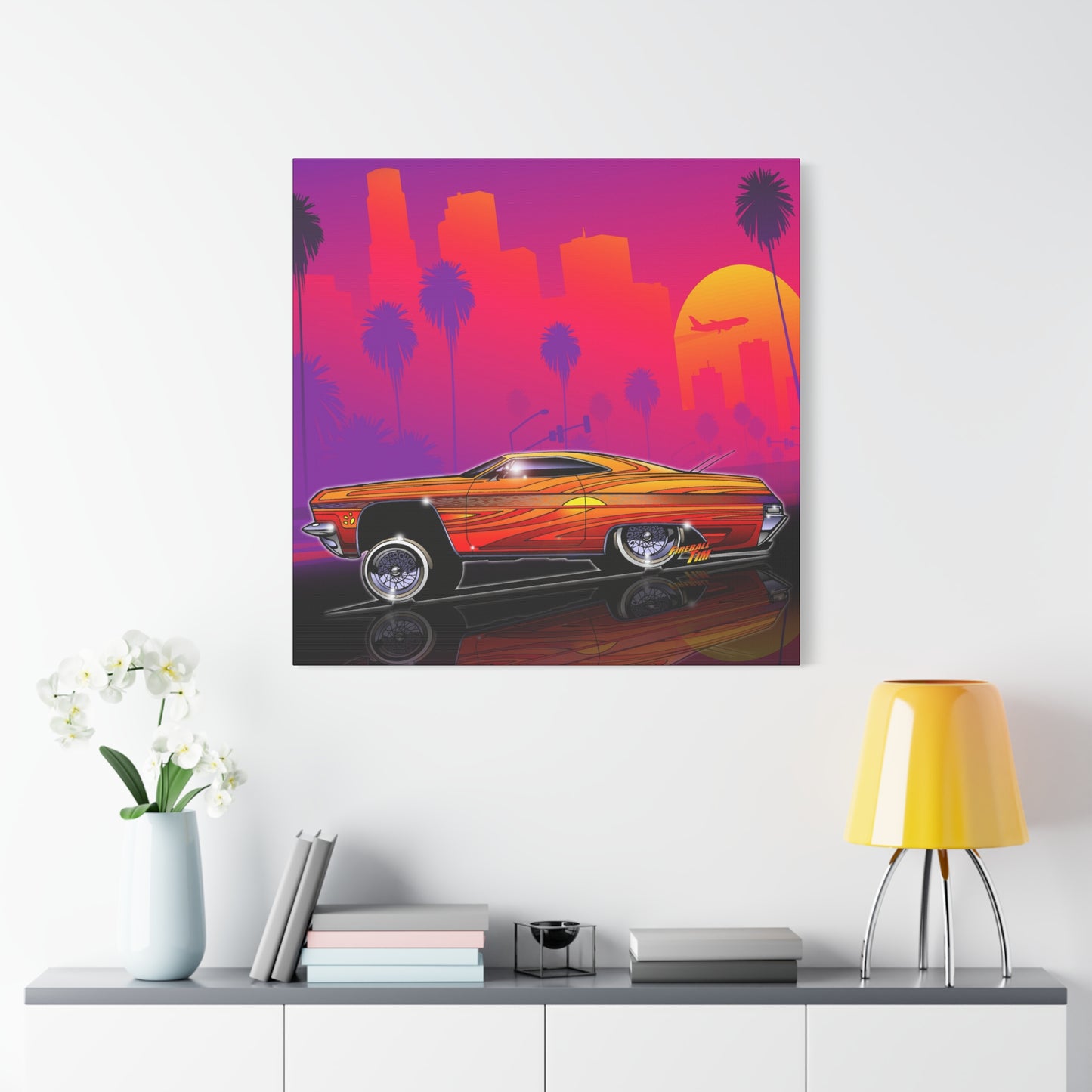 CHEVY IMPALA LOWRIDER Collectible Fireball Art Canvas Print