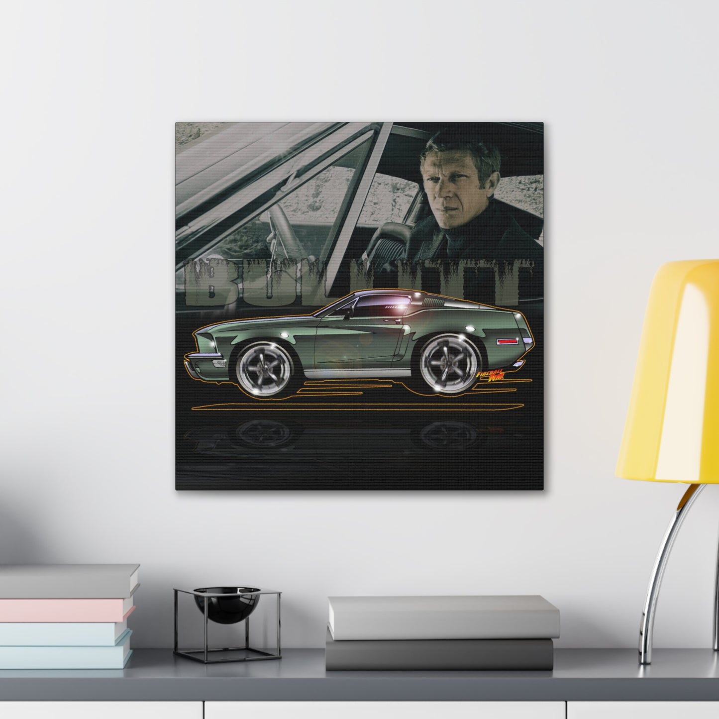 BULLITT FORD MUSTANG Steve McQueen Fireball Art Canvas Print - 3 Sizes
