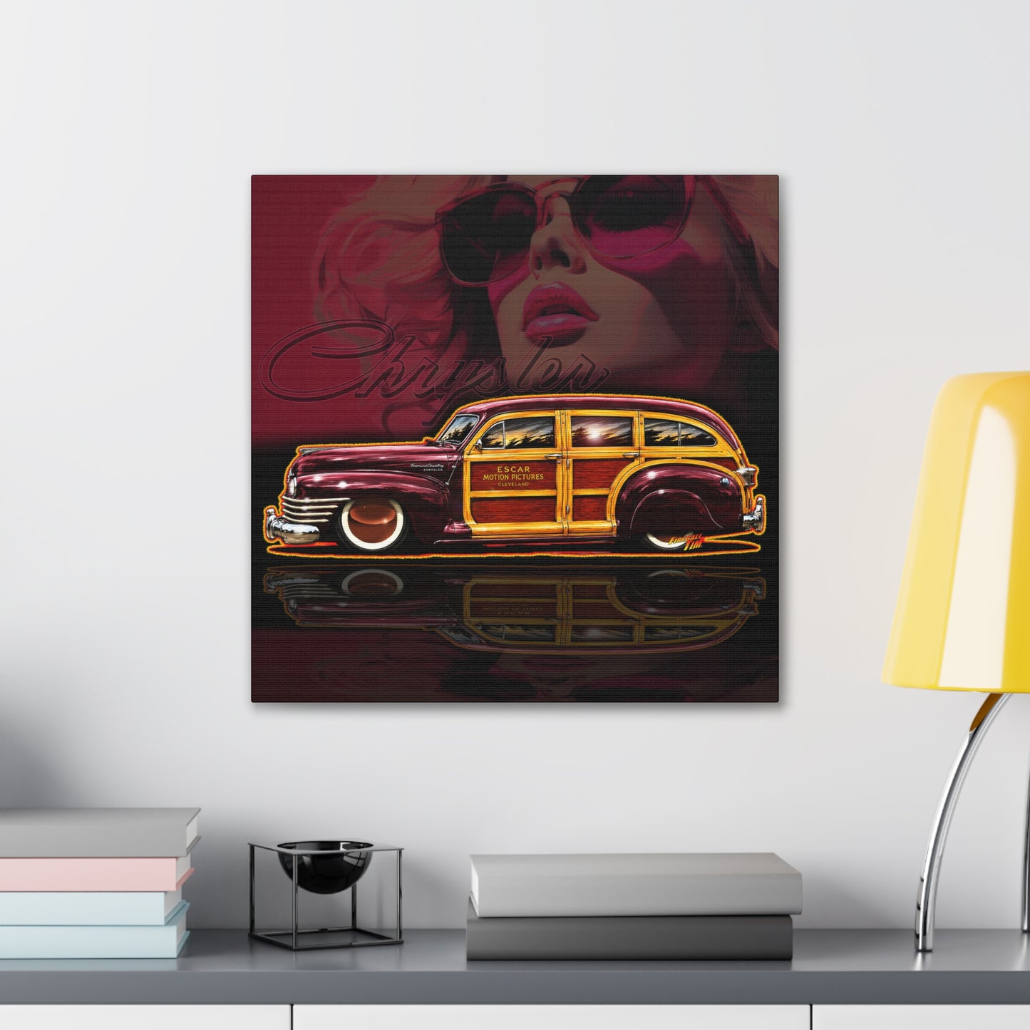 CHRYSLER TOWN & COUNTRY 1942 Collectible Fireball Art Canvas Stretched Print