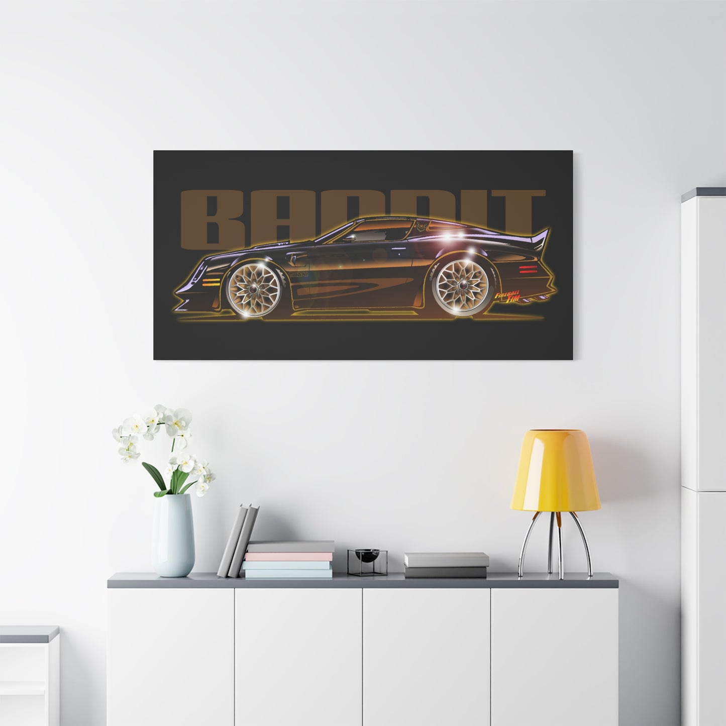 SMOKEY AND THE BANDIT Pontiac Trans Am Fireball Art Canvas Print - Sizes