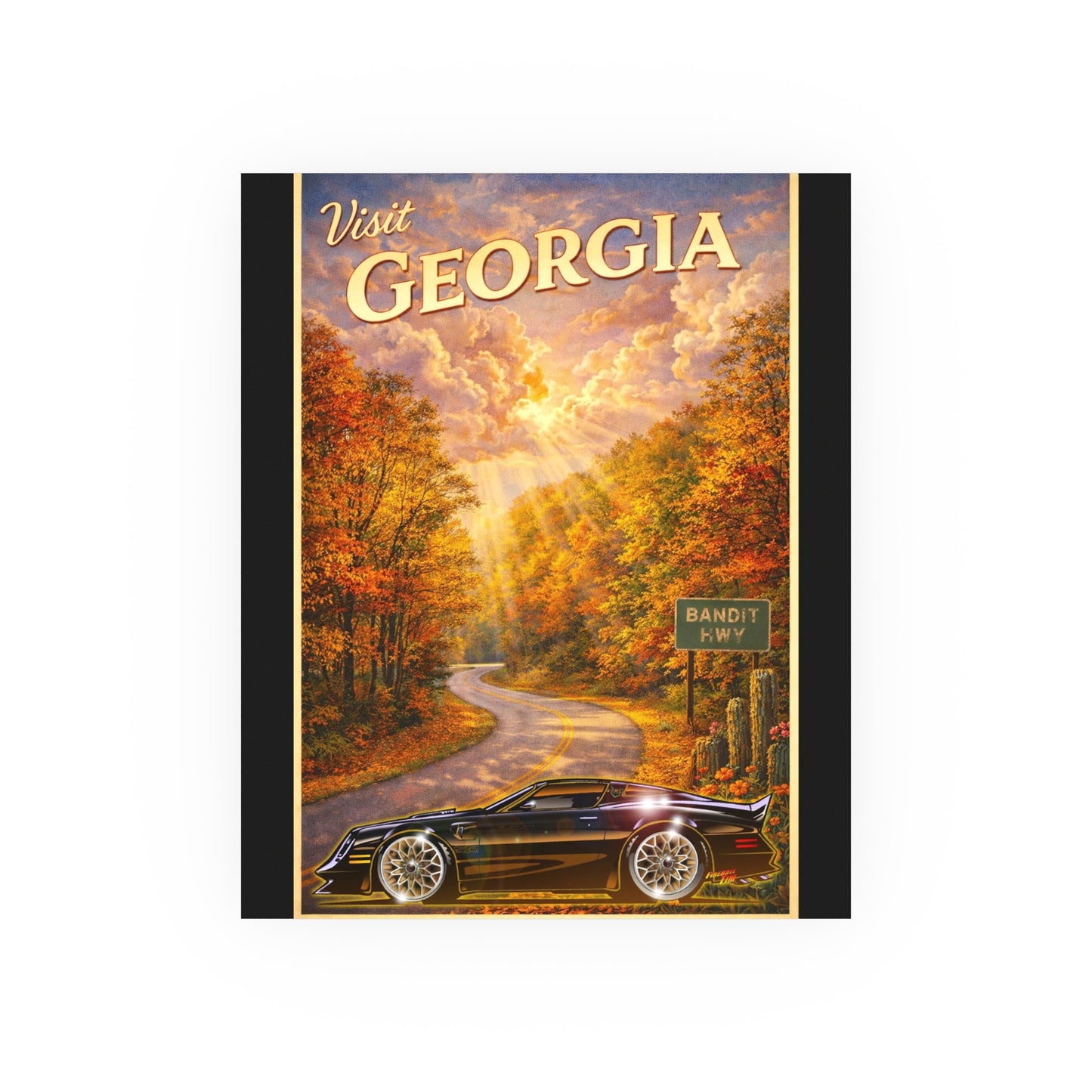 VISIT GEORGIA Smokey and the Bandit Vintage Fireball Art Travel Poster Satin/Matte