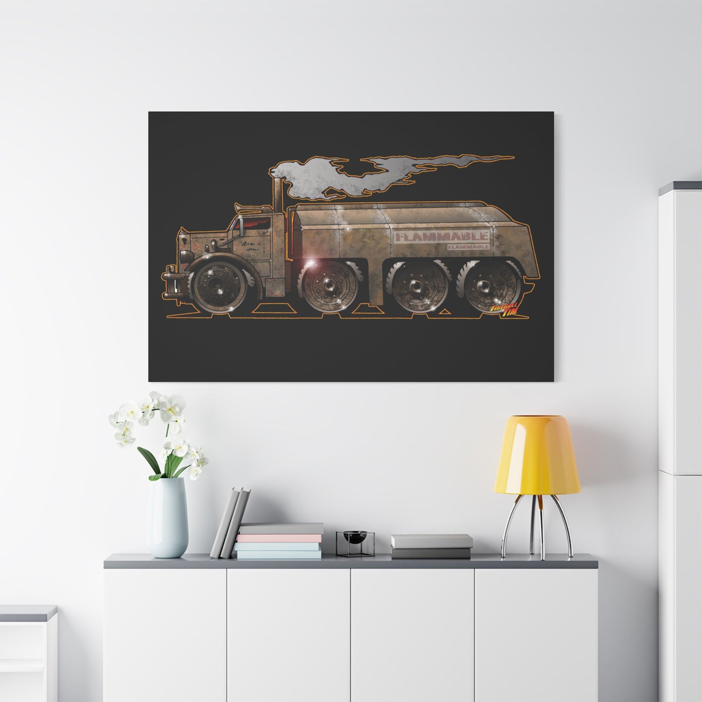 DUEL Killer Movie Truck Fireball Art Canvas Print - Sizes