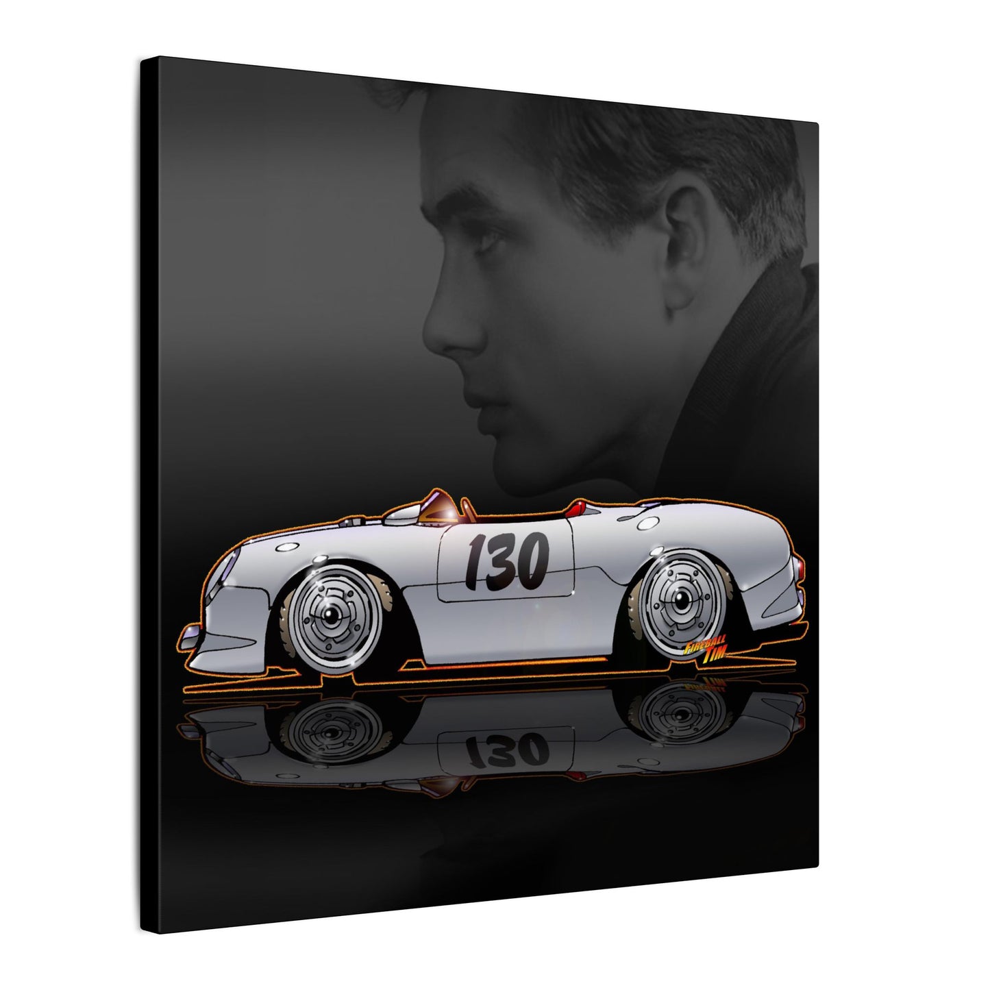 JAMES DEAN PORSCHE 550 Spyder Lil' Bastard Fireball Art Canvas Print