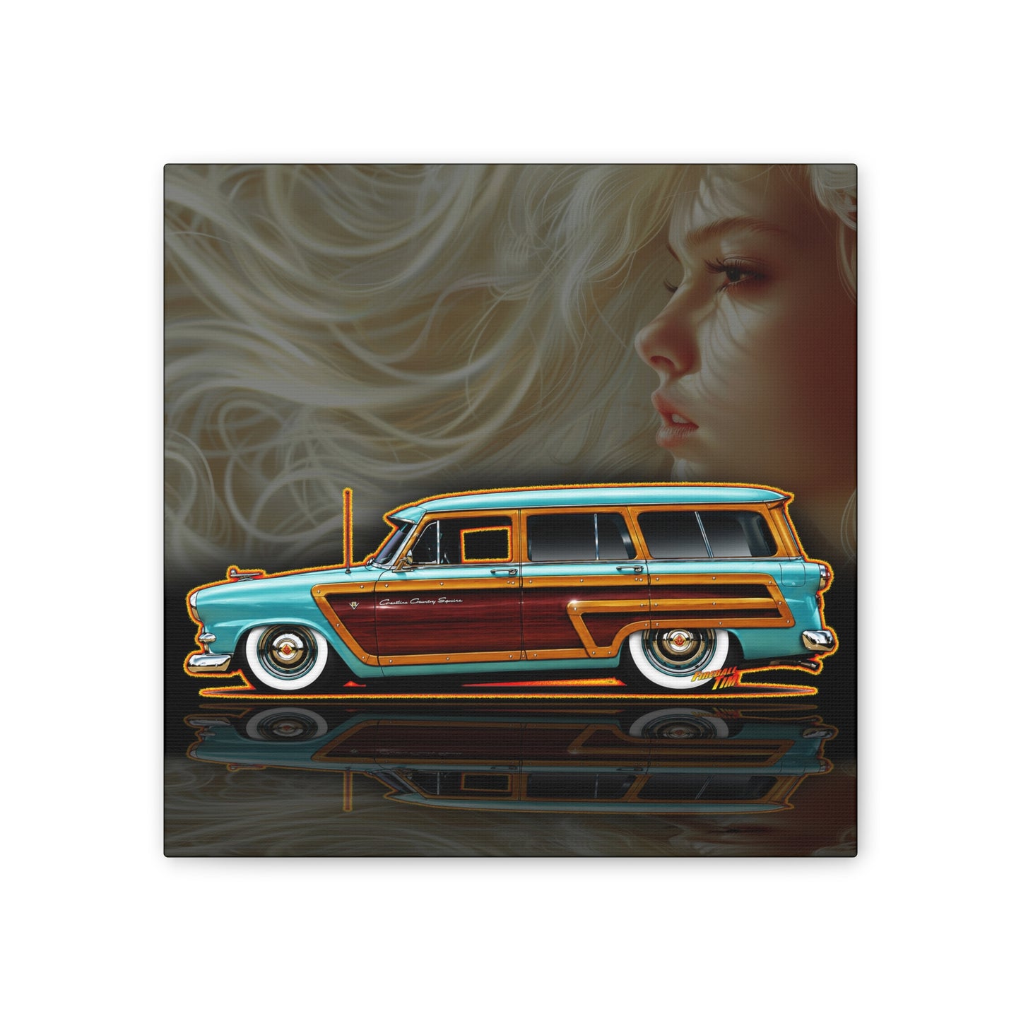 FORD CRESTLINE Country Squire Station Wagon 1953 Collectible Art Canvas Stretched Print