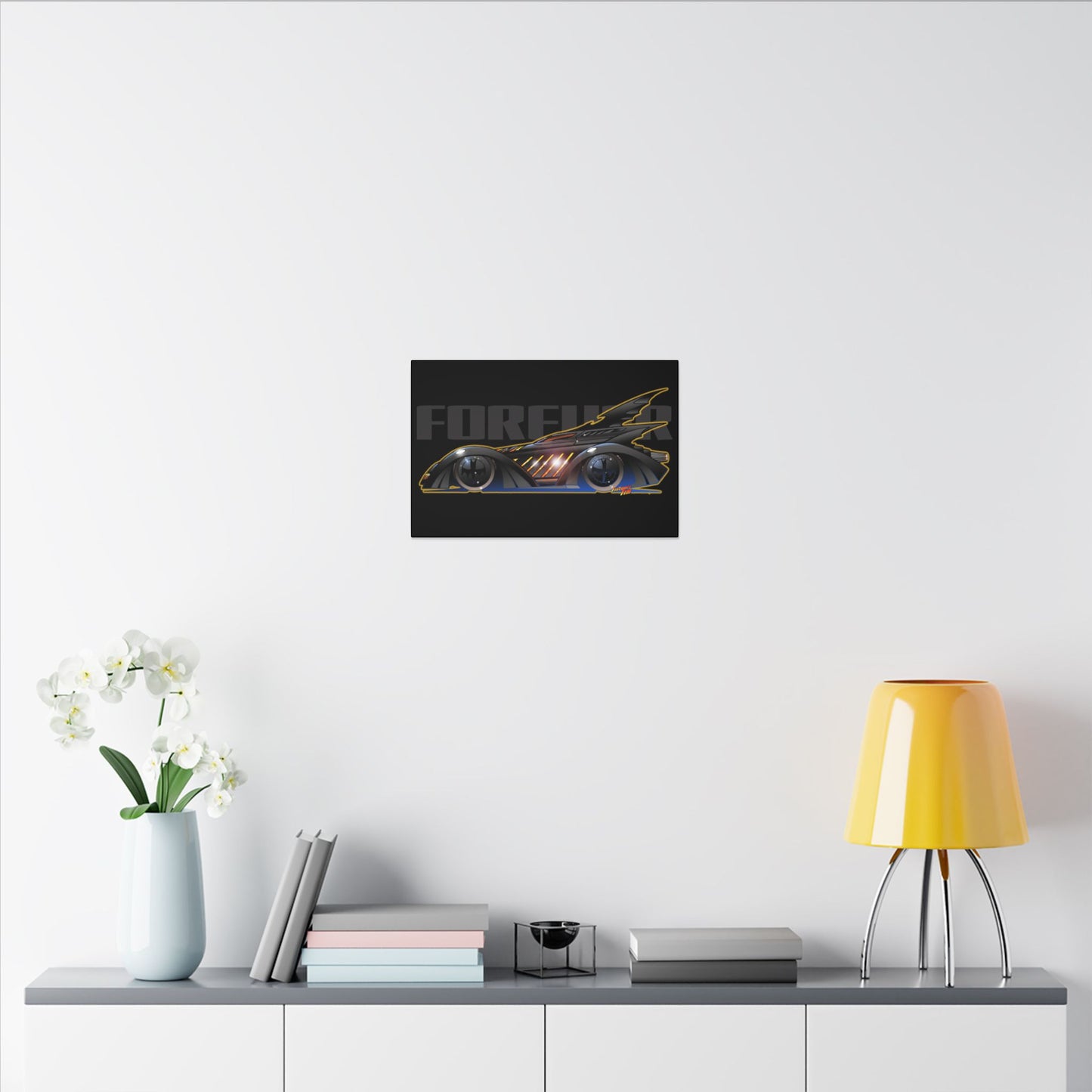 BATMAN FOREVER BATMOBILE Fireball Art Canvas Print