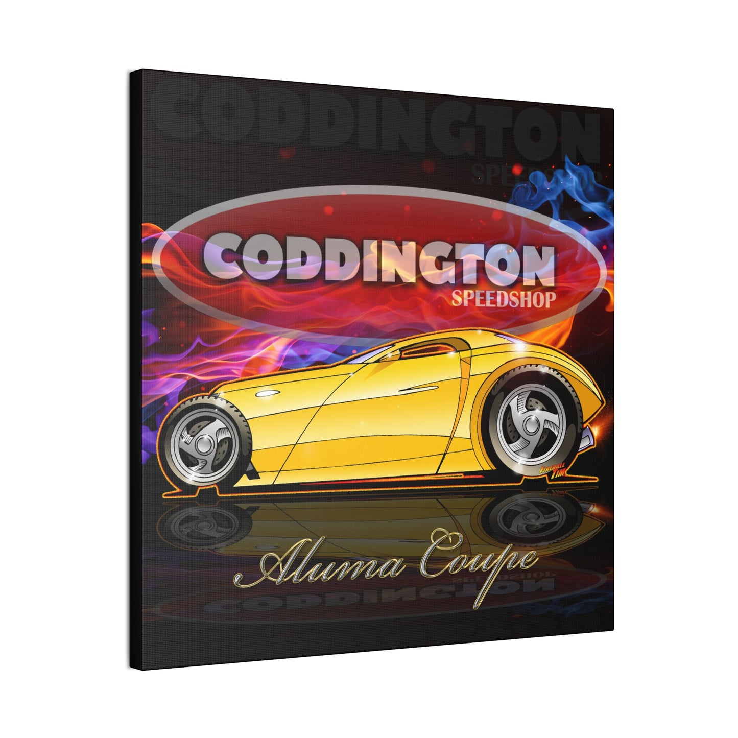 CODDINGTON SPEEDSHOP ALUMA COUPE Vintage Custom Hot Rod Canvas Art Print - Sizes