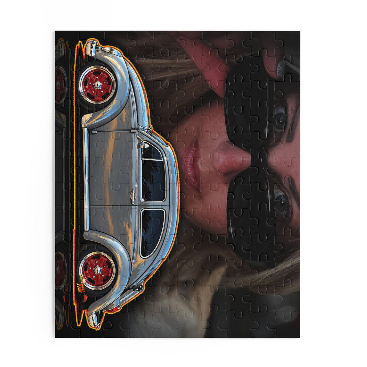 KUSTOM 1964 VW BUG Collectible Fireball Art Jigsaw Puzzle — Retro Custom Cars (120/252/500‑Piece)