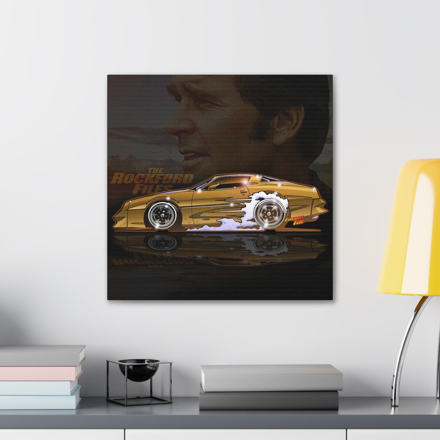 ROCKFORD FILES Pontiac Firebird Fireball Art Canvas Wall Print - 3 Sizes