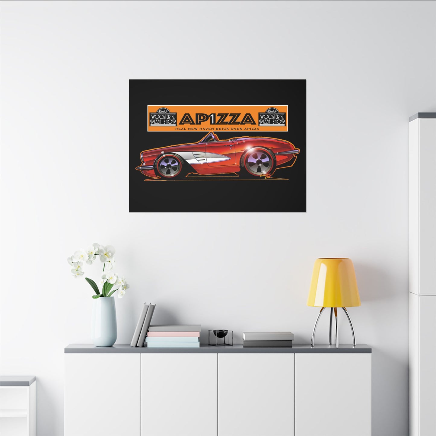CORVETTE 1958 APIZZA 1 Fireball Art Canvas Print