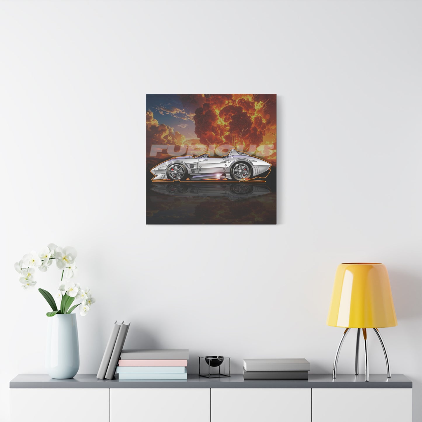 FAST AND FURIOUS Grand Sport Stingray Corvette Fireball Art Canvas Print