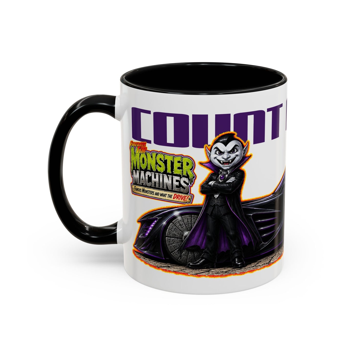 MONSTER MACHINES Halloween Count Cruiser Collectible Fireball Art Coffee Mug - 2 Sizes