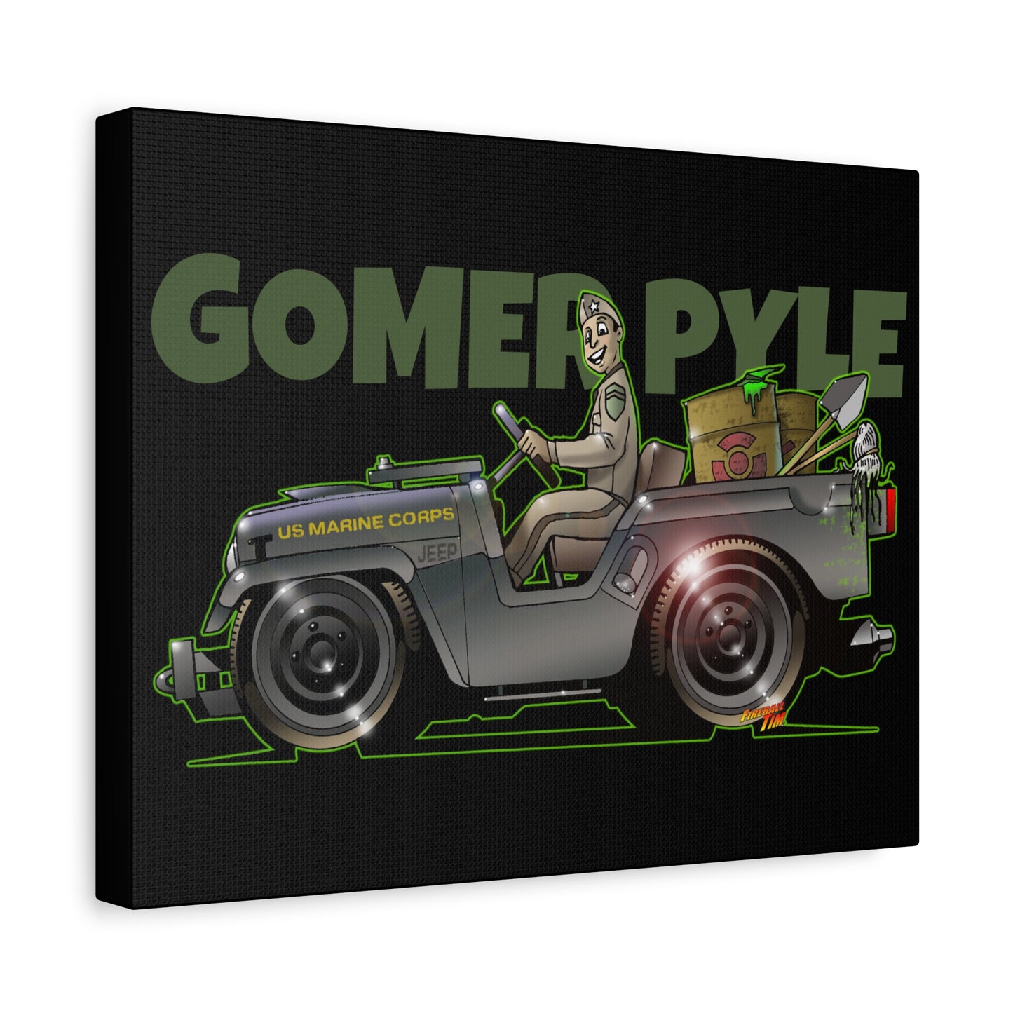 GOMER PYLE Vintage Military Jeep Collectible canvas Art Print 11x14