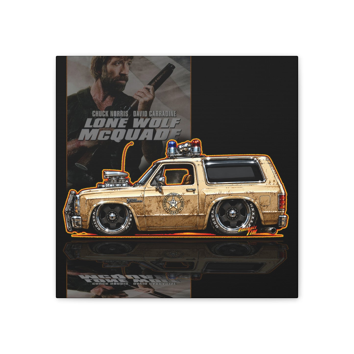 LONE WOLF MCWADE 1983 Dodge Ramcharger Collectible Art Canvas Stretched Print