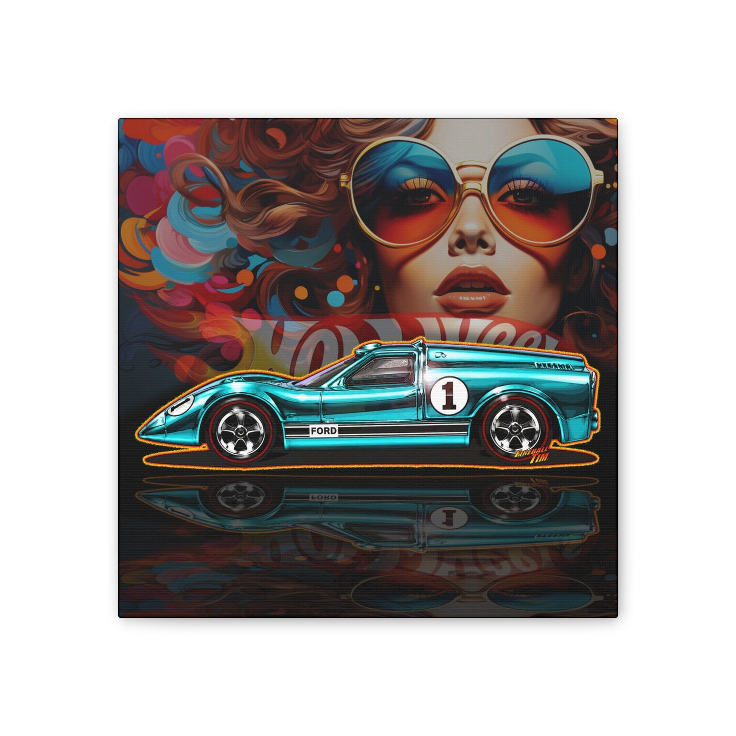 HOT WHEELS Sweet 16 JCAR Collectible Fireball Art Canvas Stretched Print