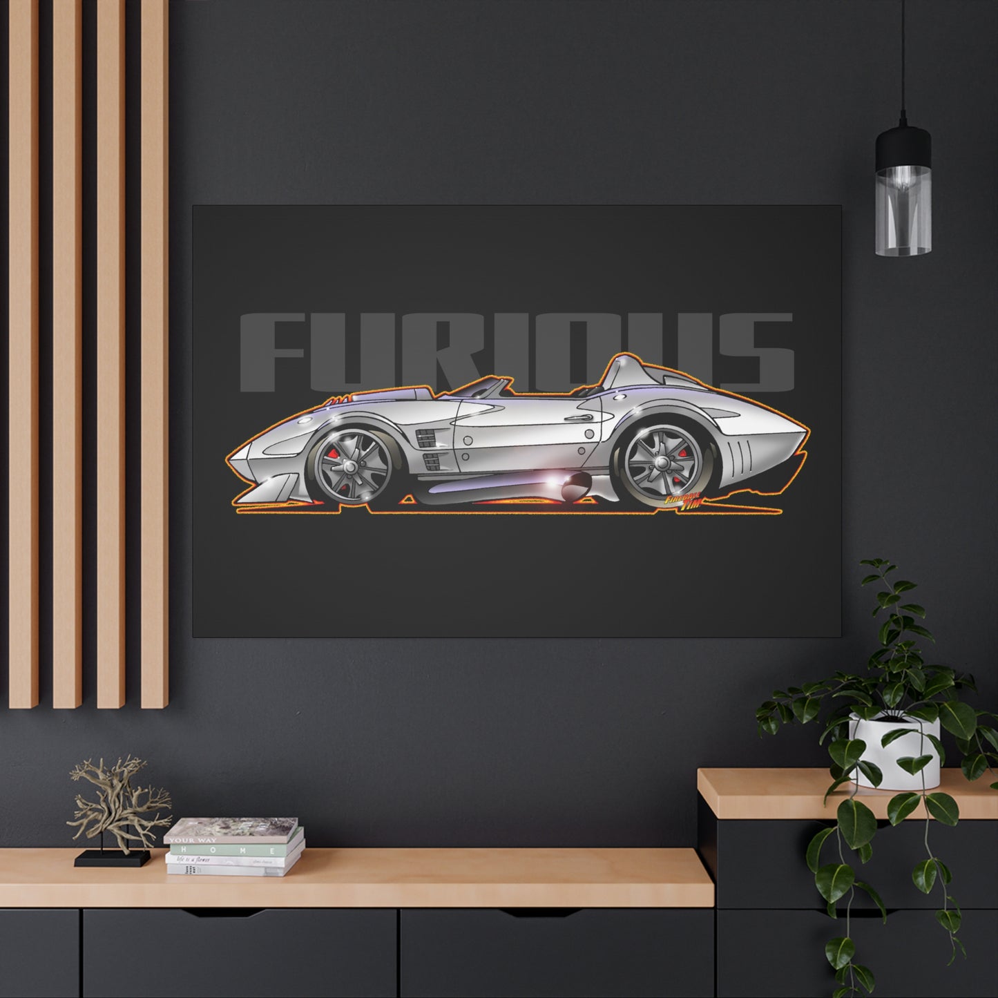 FAST AND FURIOUS Grand Sport Stingray Corvette Fireball Art Canvas Art Wall Print