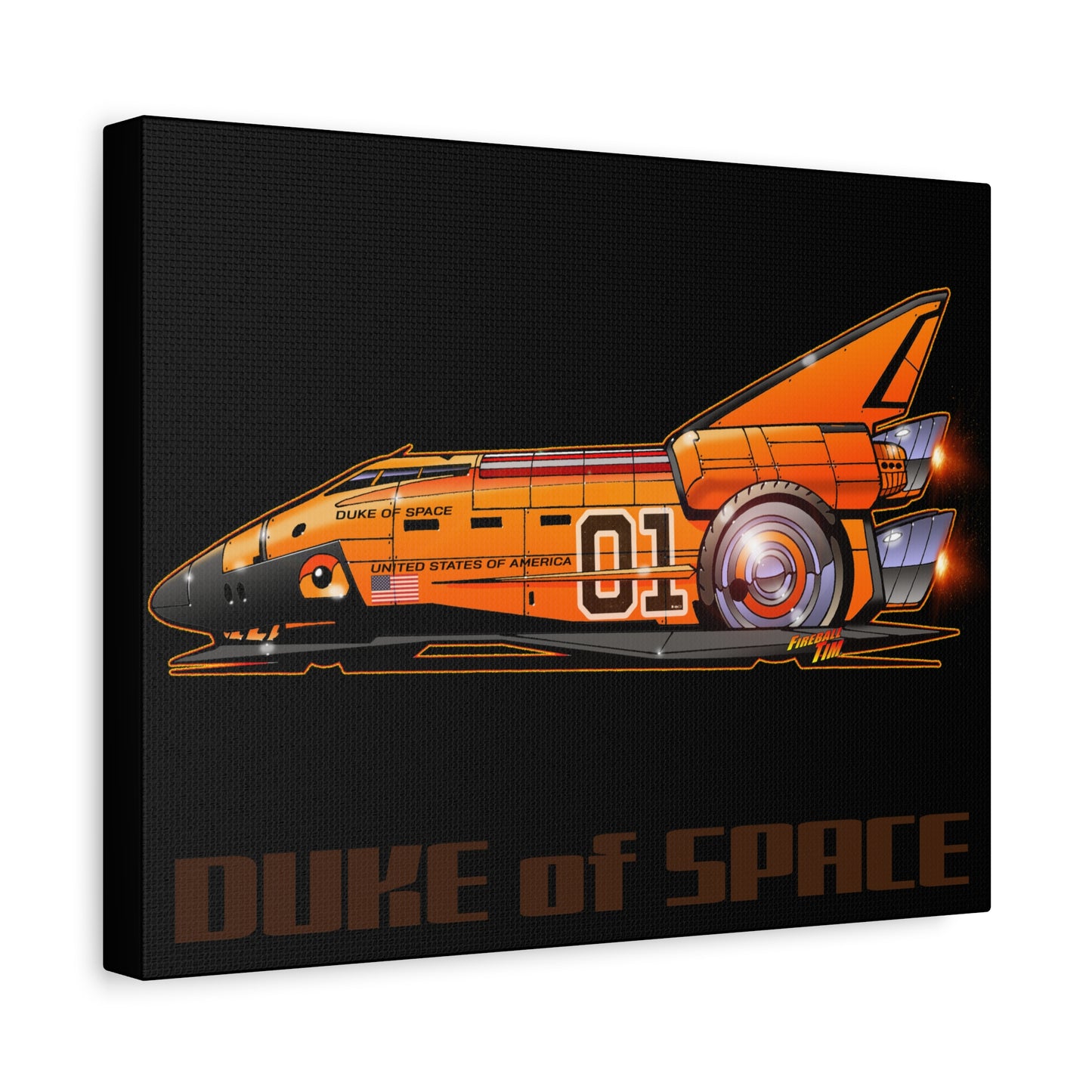 DUKE OF SPACE Dukes of Hazzard Space Shuttle Canvas Art Wall Print - 11X14