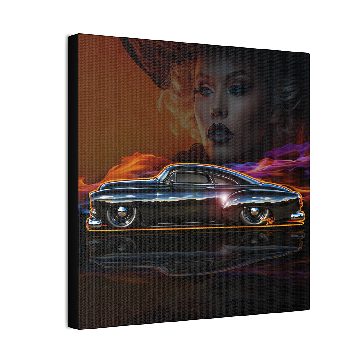 OUTLAW 150 Hot Rod Rat Rod Collectible Fireball Art Canvas Stretched Print