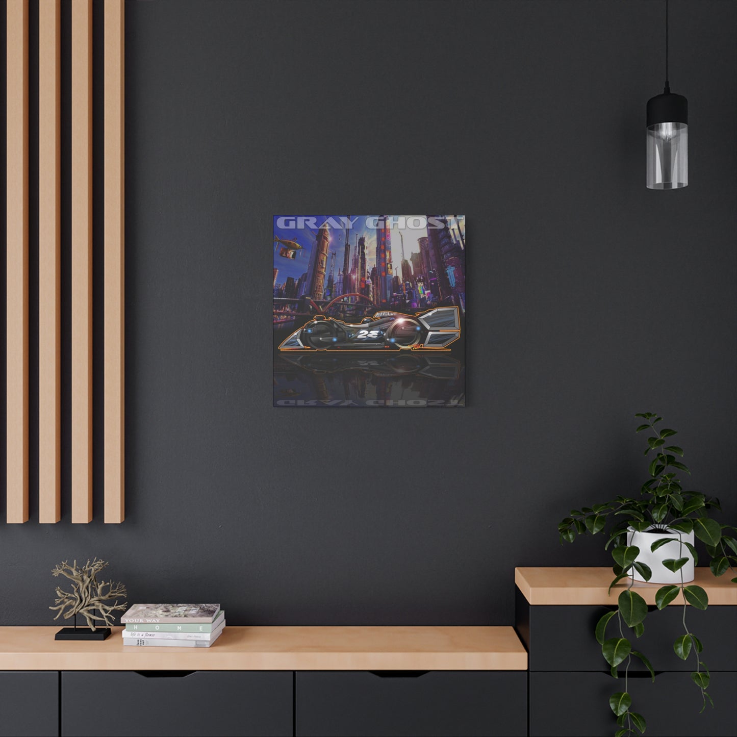 SPEED RACER GRAY GHOST Race Car Fireball Art Canvas Print