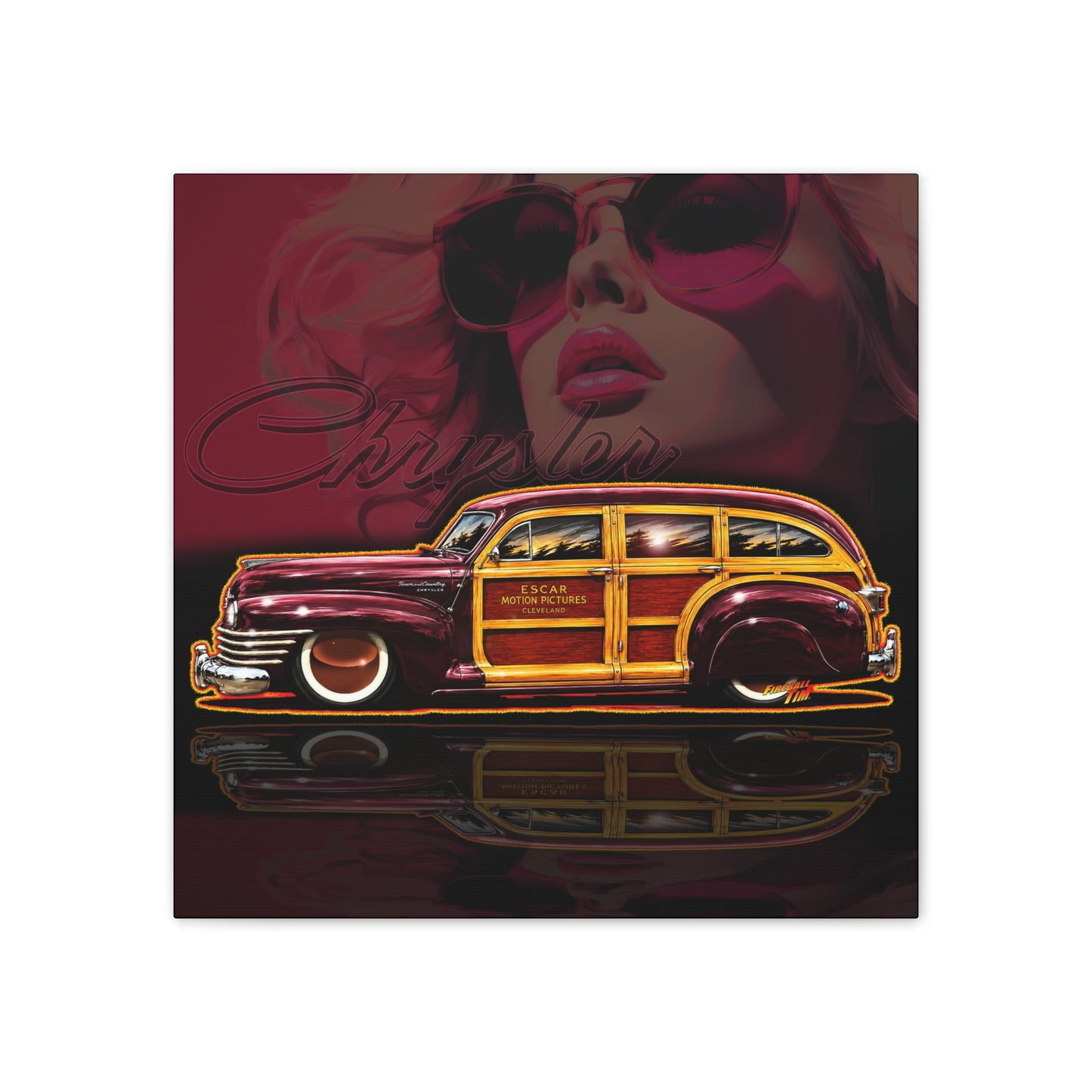 CHRYSLER TOWN & COUNTRY 1942 Collectible Fireball Art Canvas Stretched Print
