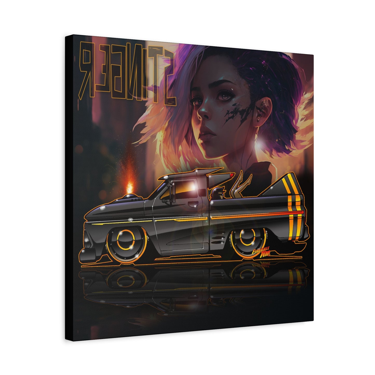 CHEVROLET C10 1960 Stinger Pickup Truck Fireball Art Canvas Print
