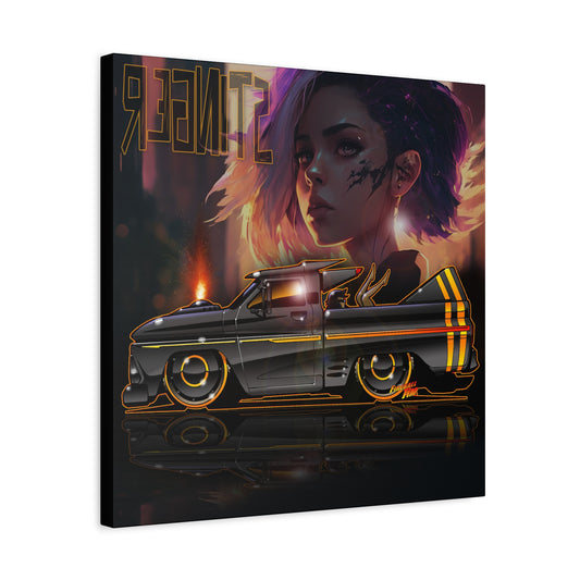 CHEVROLET C10 1960 Stinger Pickup Truck Fireball Art Canvas Print