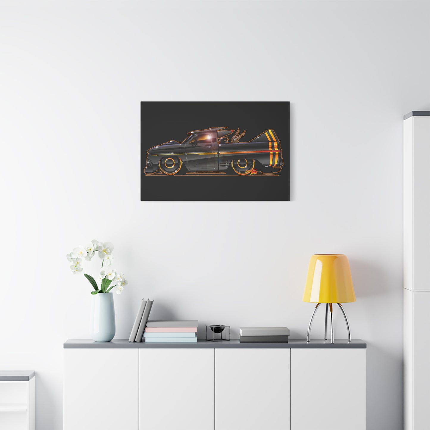CHEVROLET C10 1960 Stinger Pickup Truck Fireball Art Canvas Print