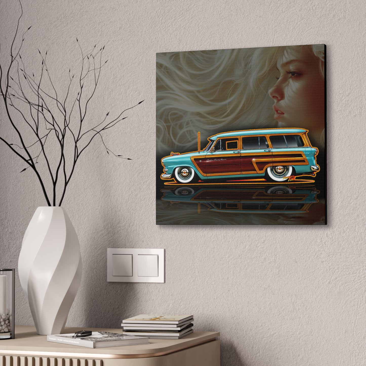 FORD CRESTLINE Country Squire Station Wagon 1953 Collectible Art Canvas Stretched Print