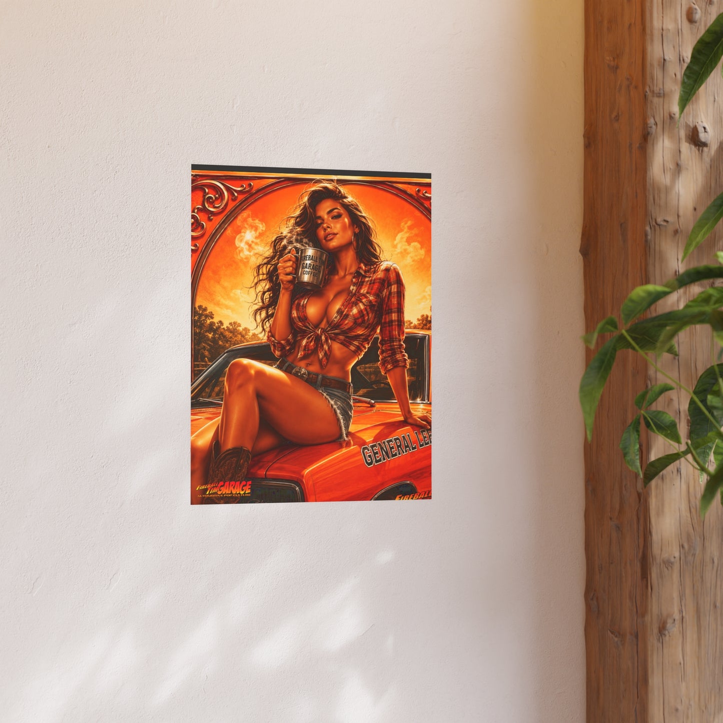 HIGH OCTANE HAZZARD Dukes Charger Vintage Fireball Art Travel Pinup Poster