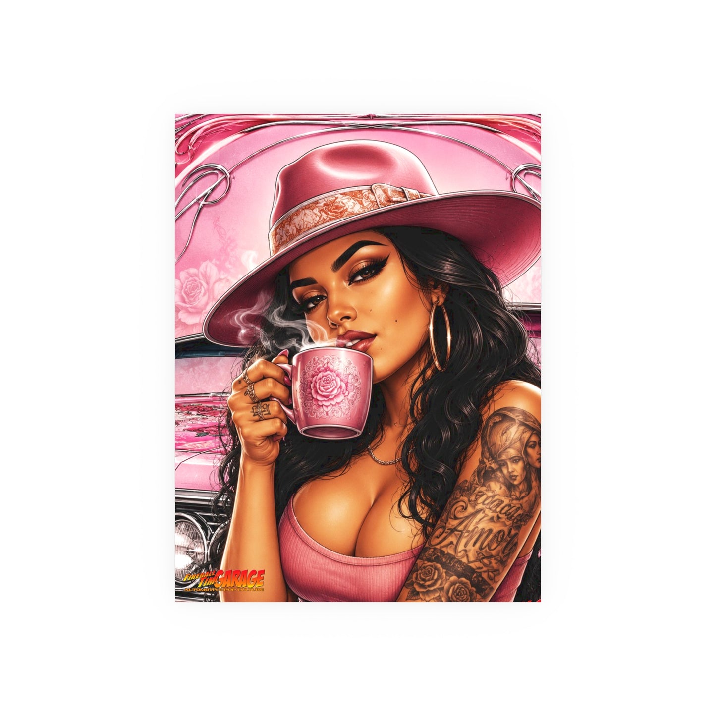 MEXICAN ROSE Lowrider Vintage Fireball Art Travel Poster Satin/Matte