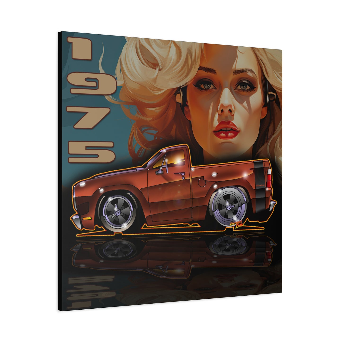 DODGE ADVENTURER SRT Pickup Truck 1975 Fireball Art Canvas Print