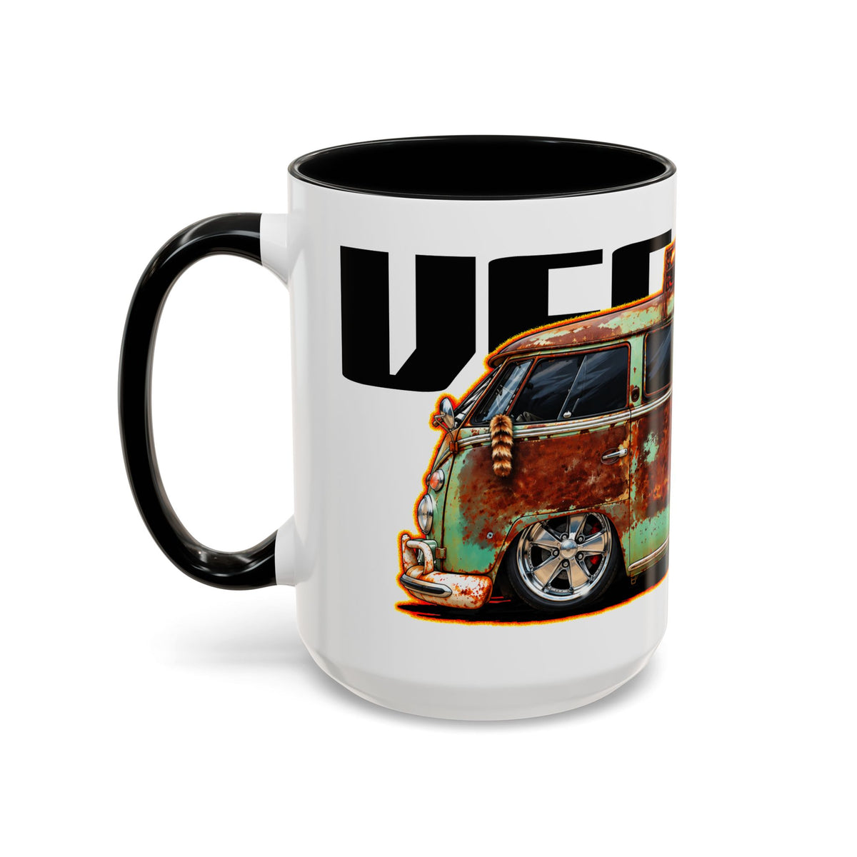 KUSTOM VW VOLKSWAGEN BUS Collectible Fireball Art Coffee Mug - 2 Sizes