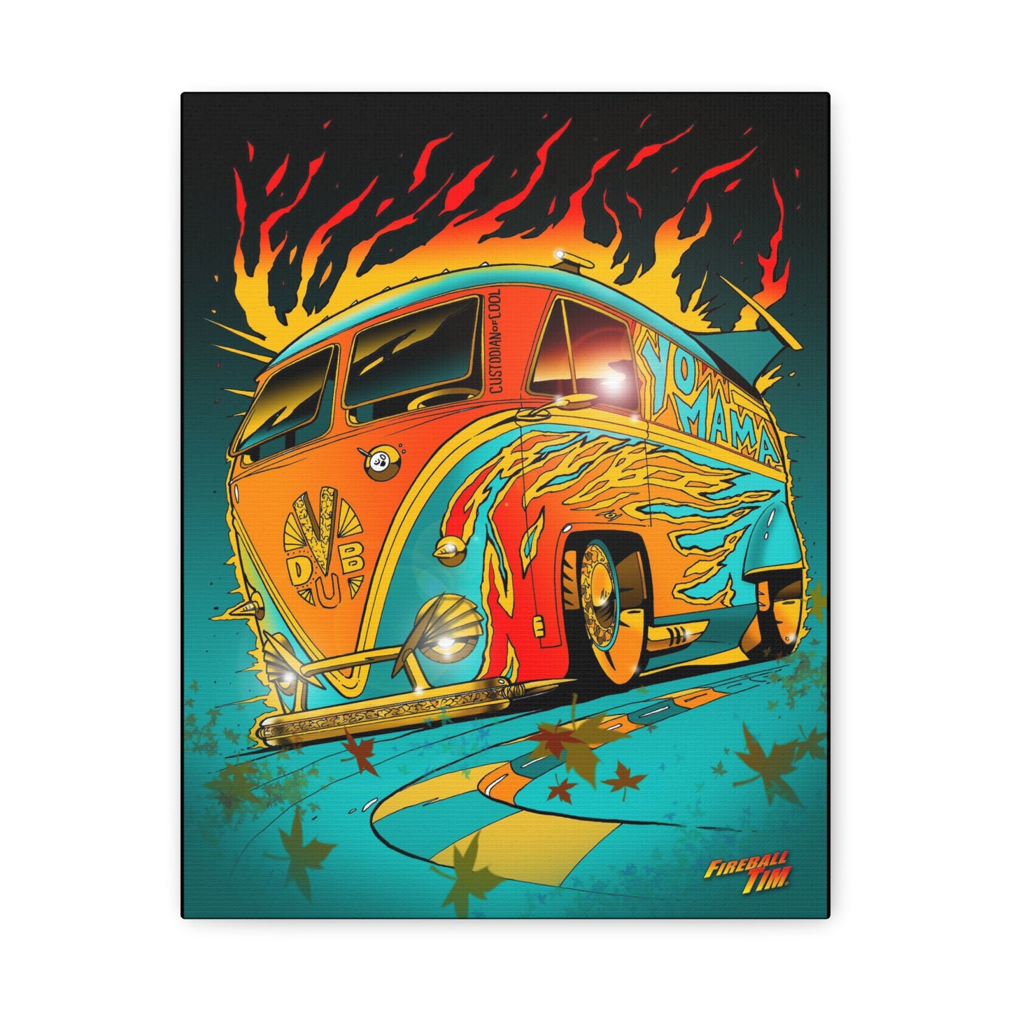 Fireball Tim KUSTOM VBUS Signature Series Canvas Gallery Art Print, Bus, Kustom Car, Custom Car, Kustom Bus, Hot Rod, Kustom Kulture
