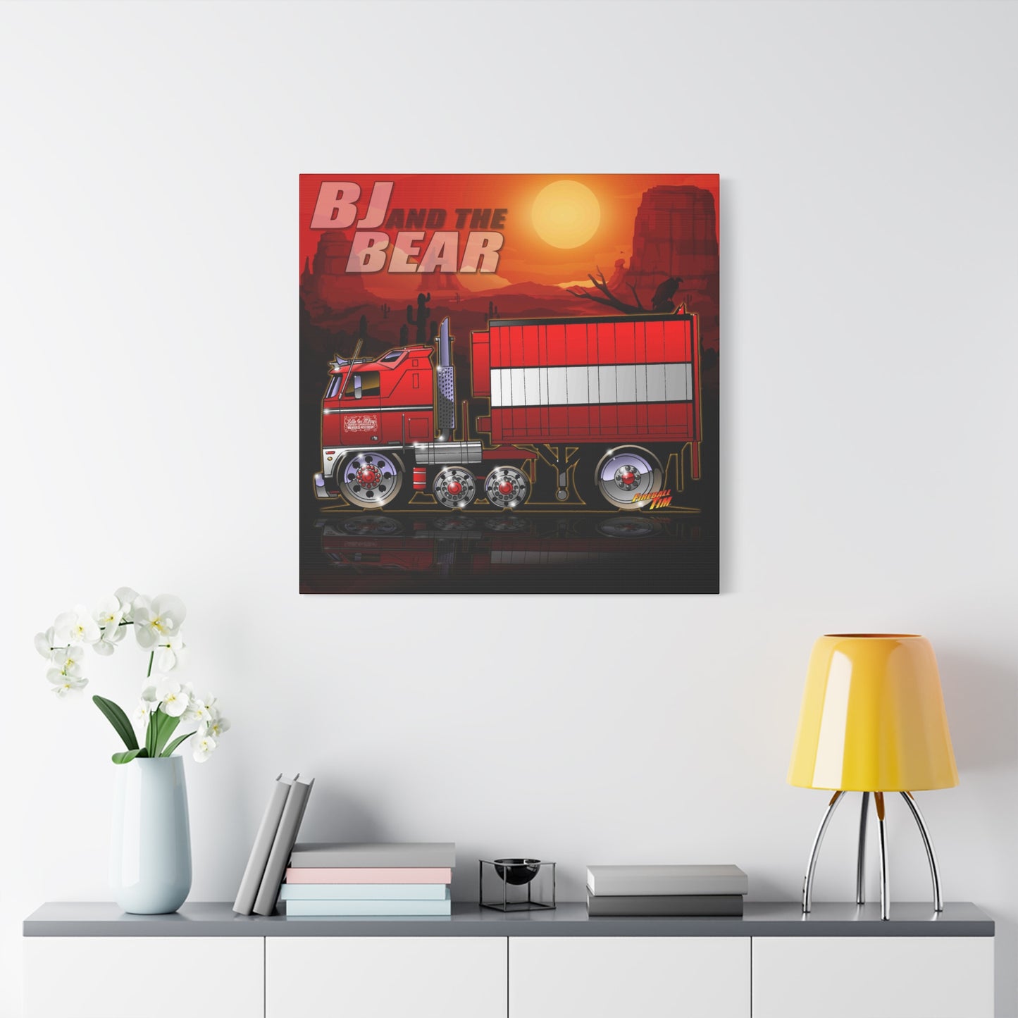 BJ AND THE BEAR TV Show Semi Truck Canvas Art Wall Print - 2 Sizes