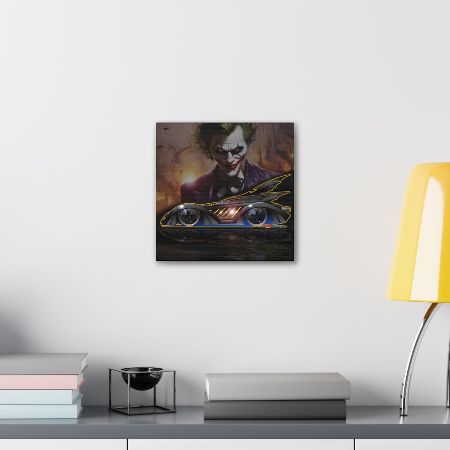 BATMAN FOREVER BATMOBILE Joker Fireball Art Canvas Print