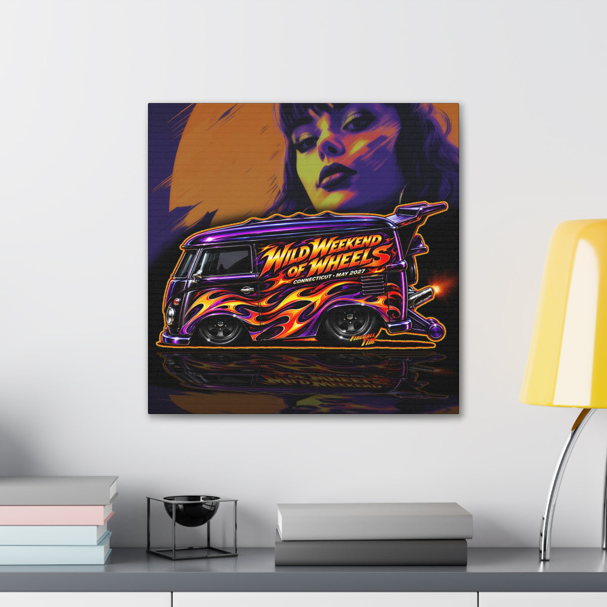 HOT WHEELS Kombi Bus Collectible Fireball Art Canvas Stretched Print