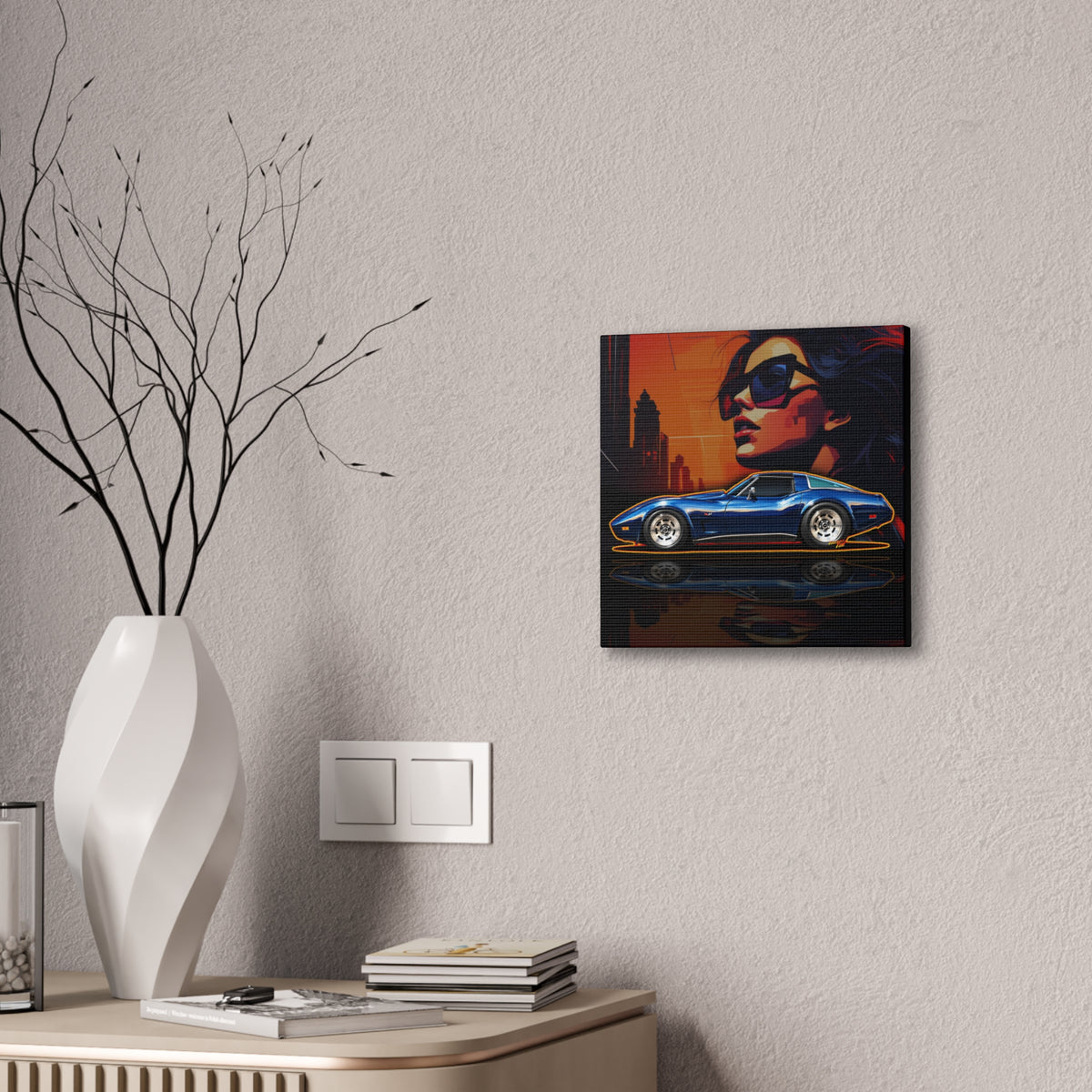 CHEVROLET CORVETTE 1978 Collectible Fireball Art Collectible Canvas Stretched Print
