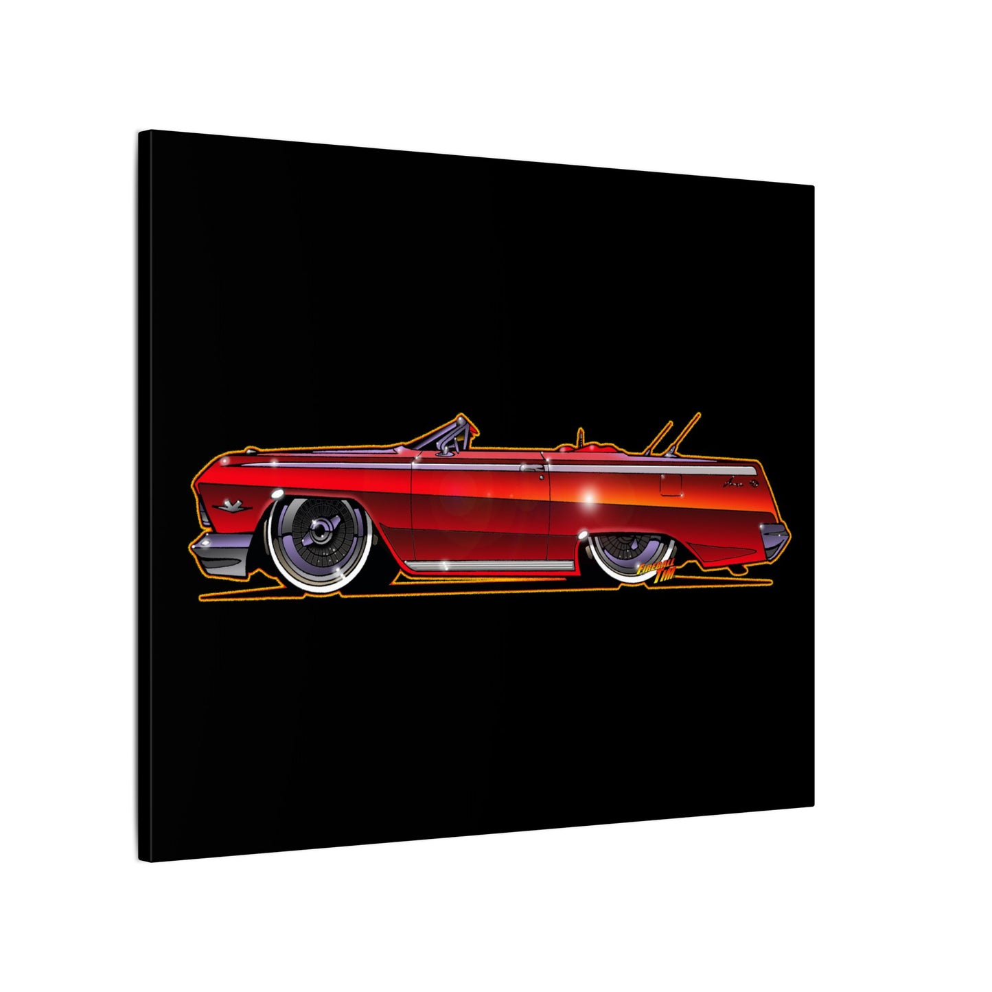 CHEVY IMPALA LOWRIDER Fireball Art Canvas Print