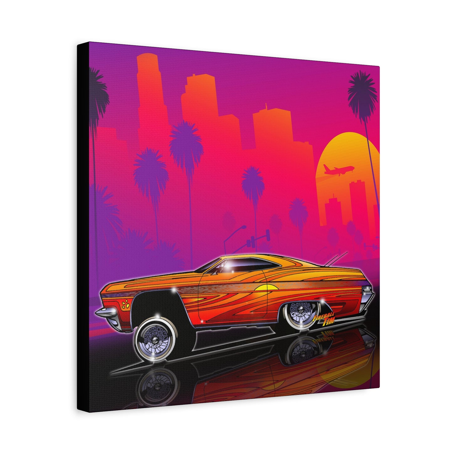 CHEVY IMPALA LOWRIDER Collectible Fireball Art Canvas Print