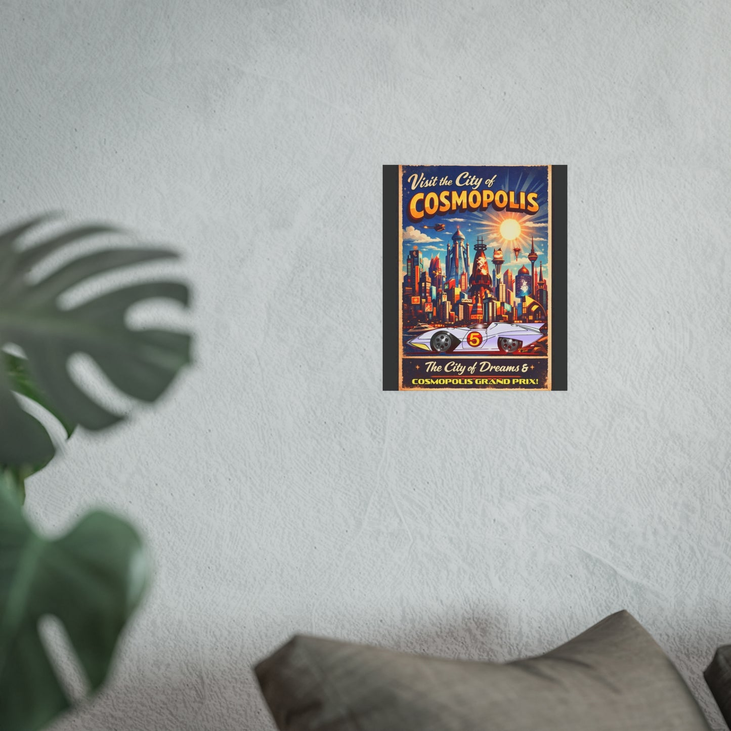 VISIT COSMOPOLIS Speed Racer Mach 5 Vintage Fireball Art Travel Poster Satin/Matte