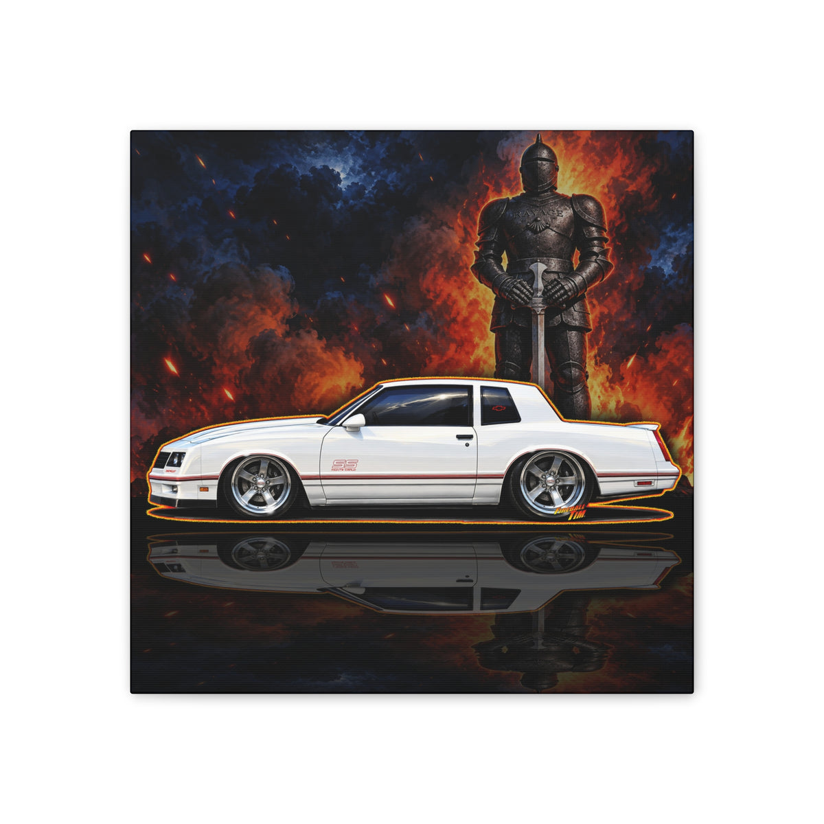 CHEVROLET MONTE CARLO 1987 Collectible Fireball Art Canvas Stretched Print