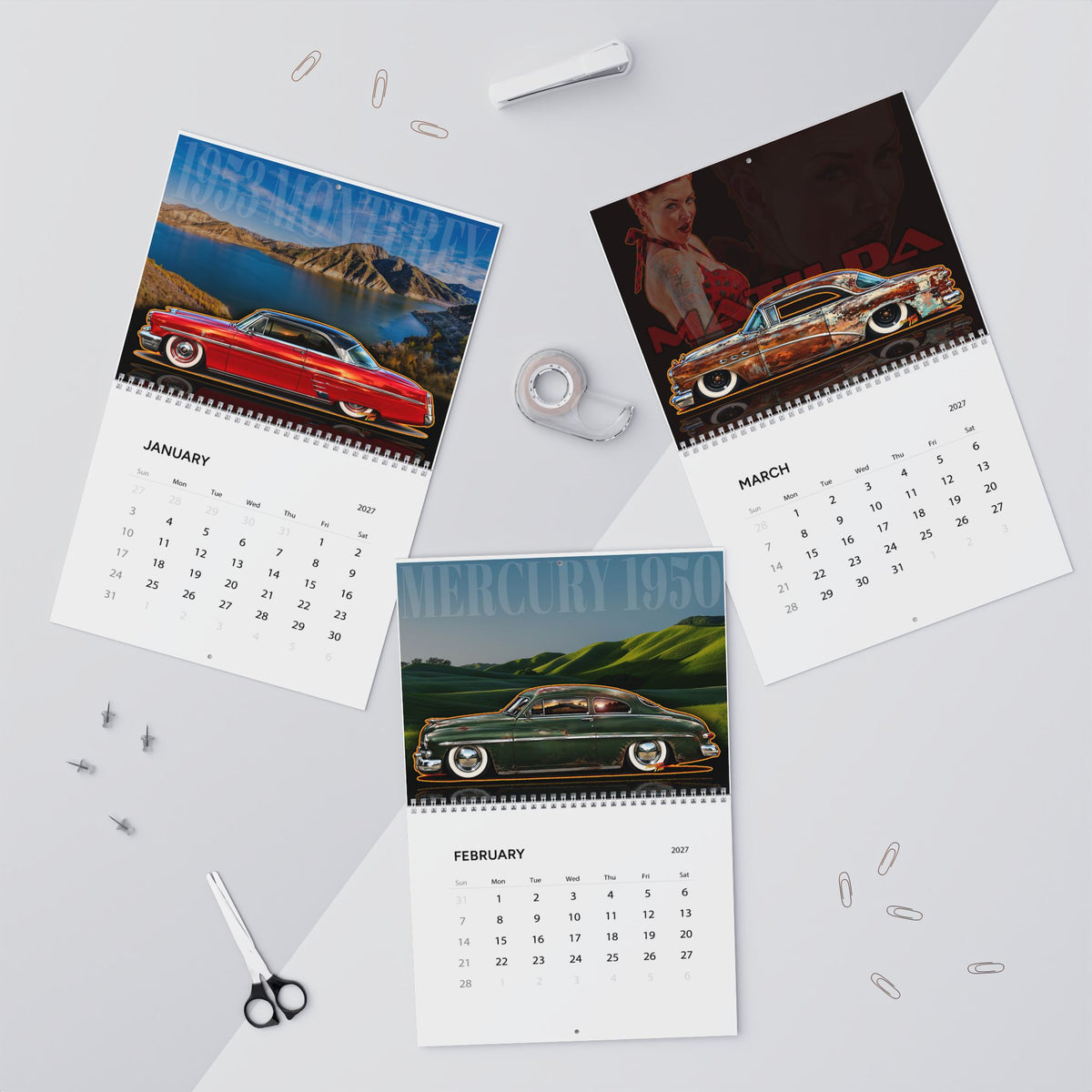 FIREBALL TIM 2027 Classic Car Art - Wall Calendar 8.5x11