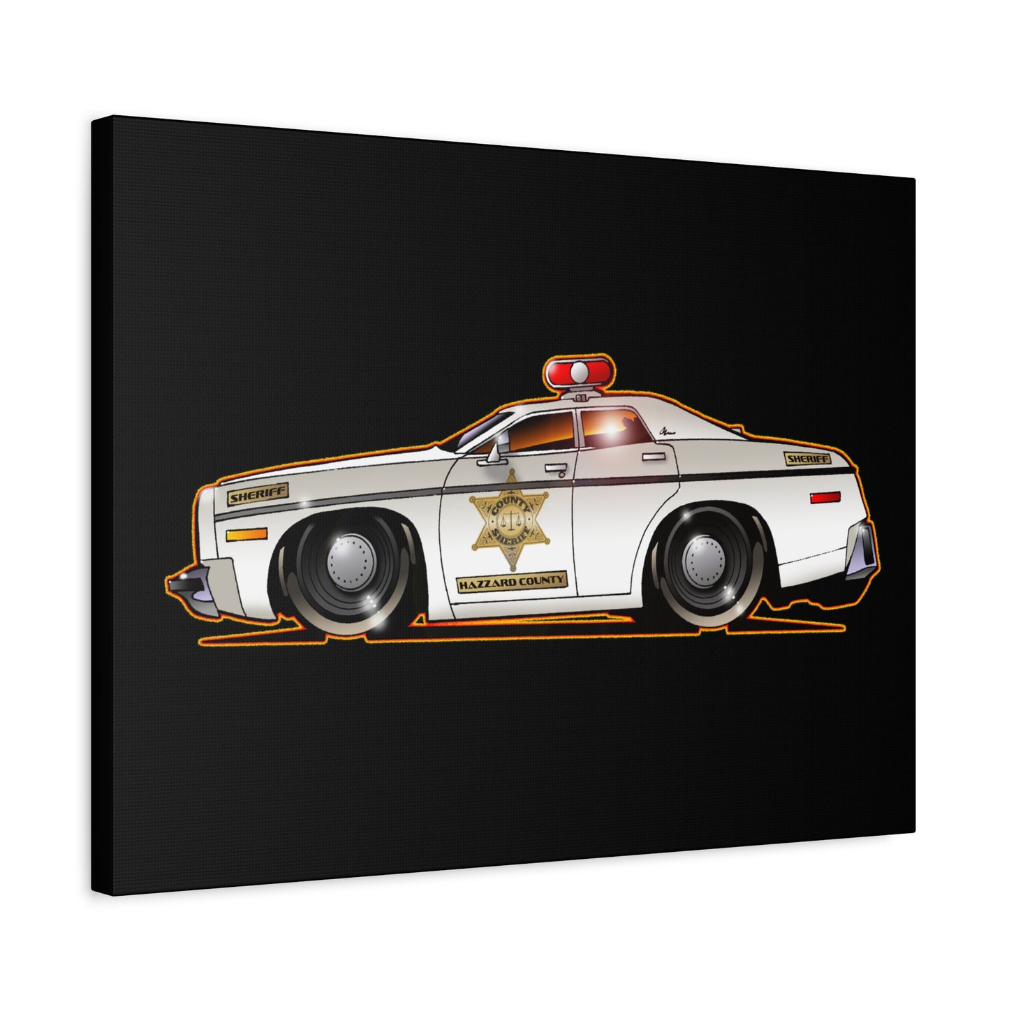 DUKES OF HAZZARD SHERIFF POLICE CAR Fireball Art Canvas Print