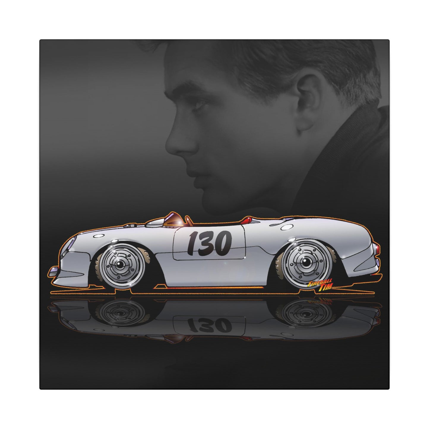 JAMES DEAN PORSCHE 550 Spyder Lil' Bastard Fireball Art Canvas Print
